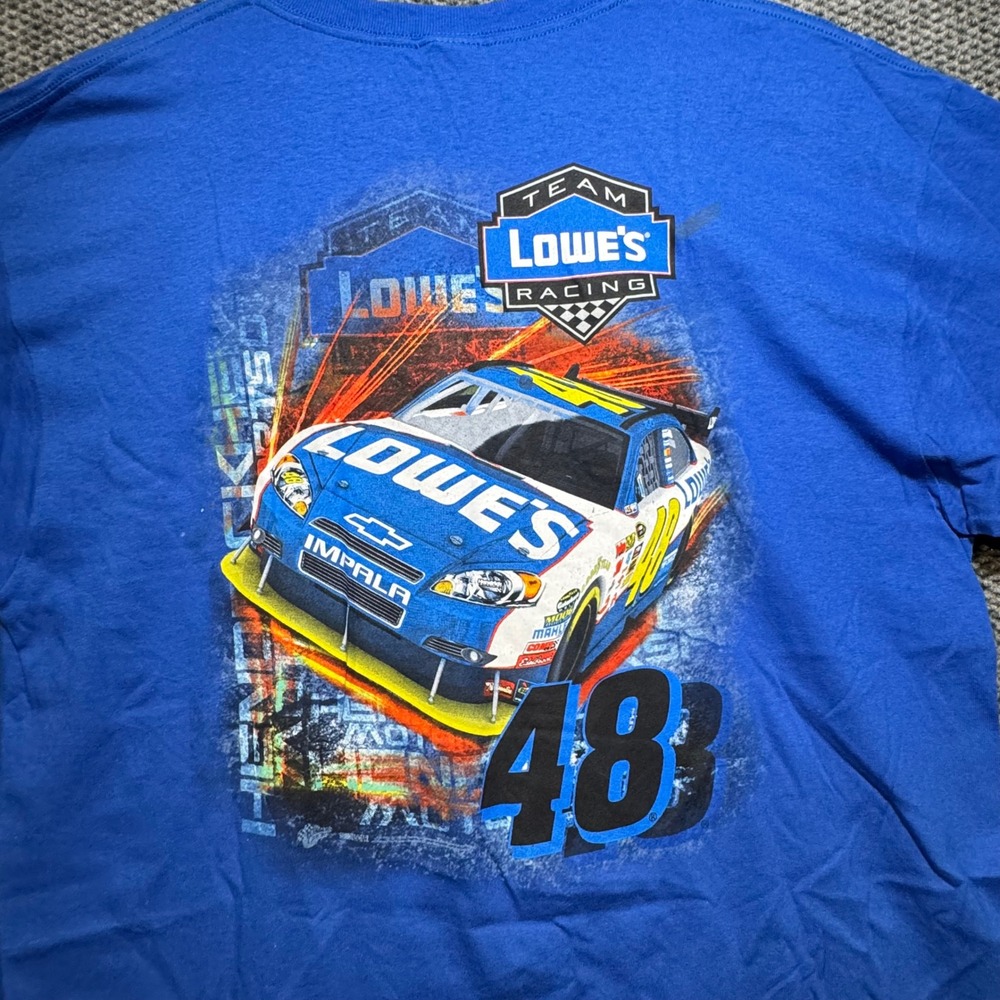 NASCAR Team Lowes Racing Jimmie Johnson 48 Blue Graphic T-Shirt XL